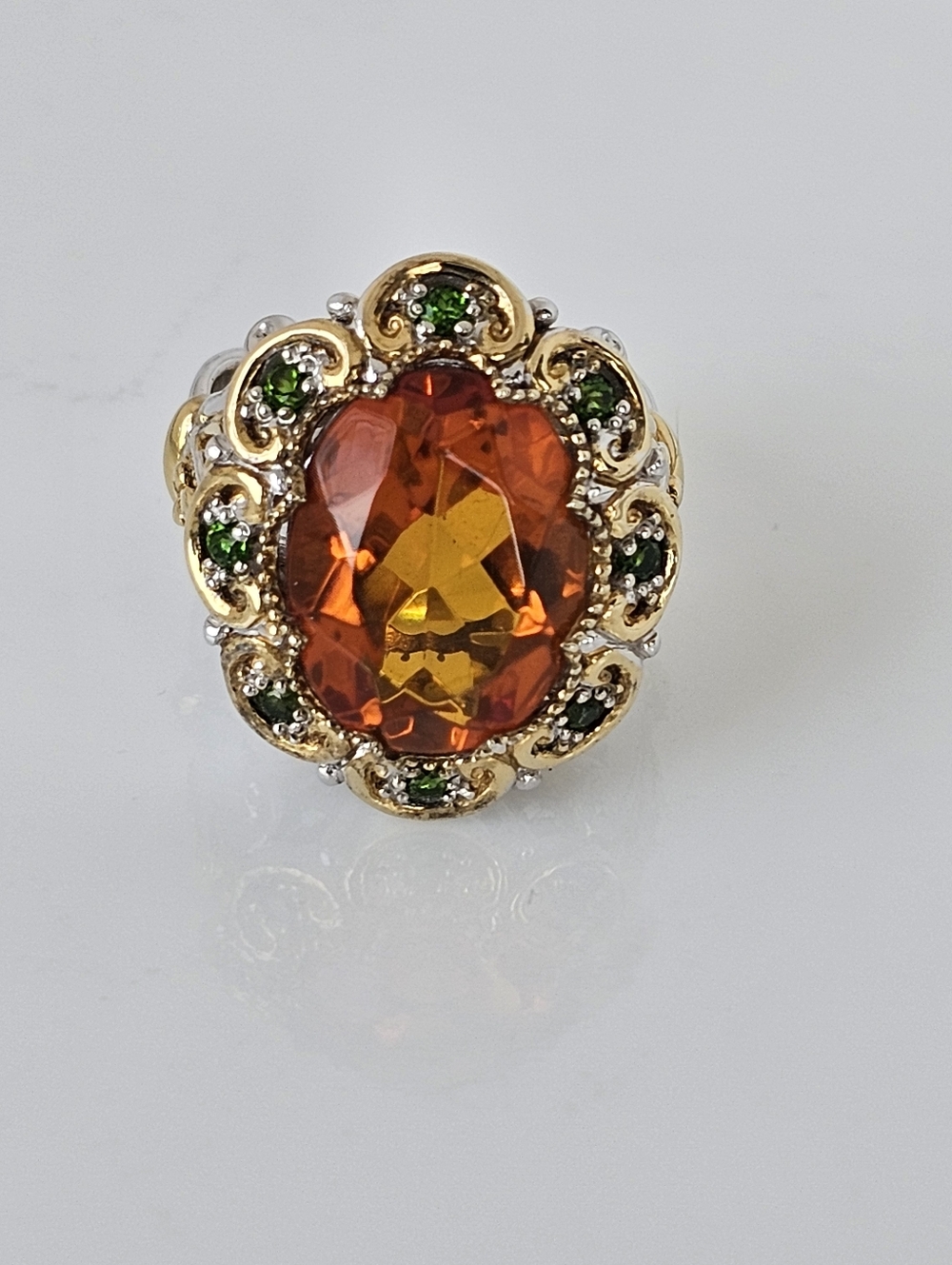 Retired Rare Gems En Vogue Rio Grande Citrine & Tsavorite Garnet Ring Size 7.5 - Picture 5 of 12